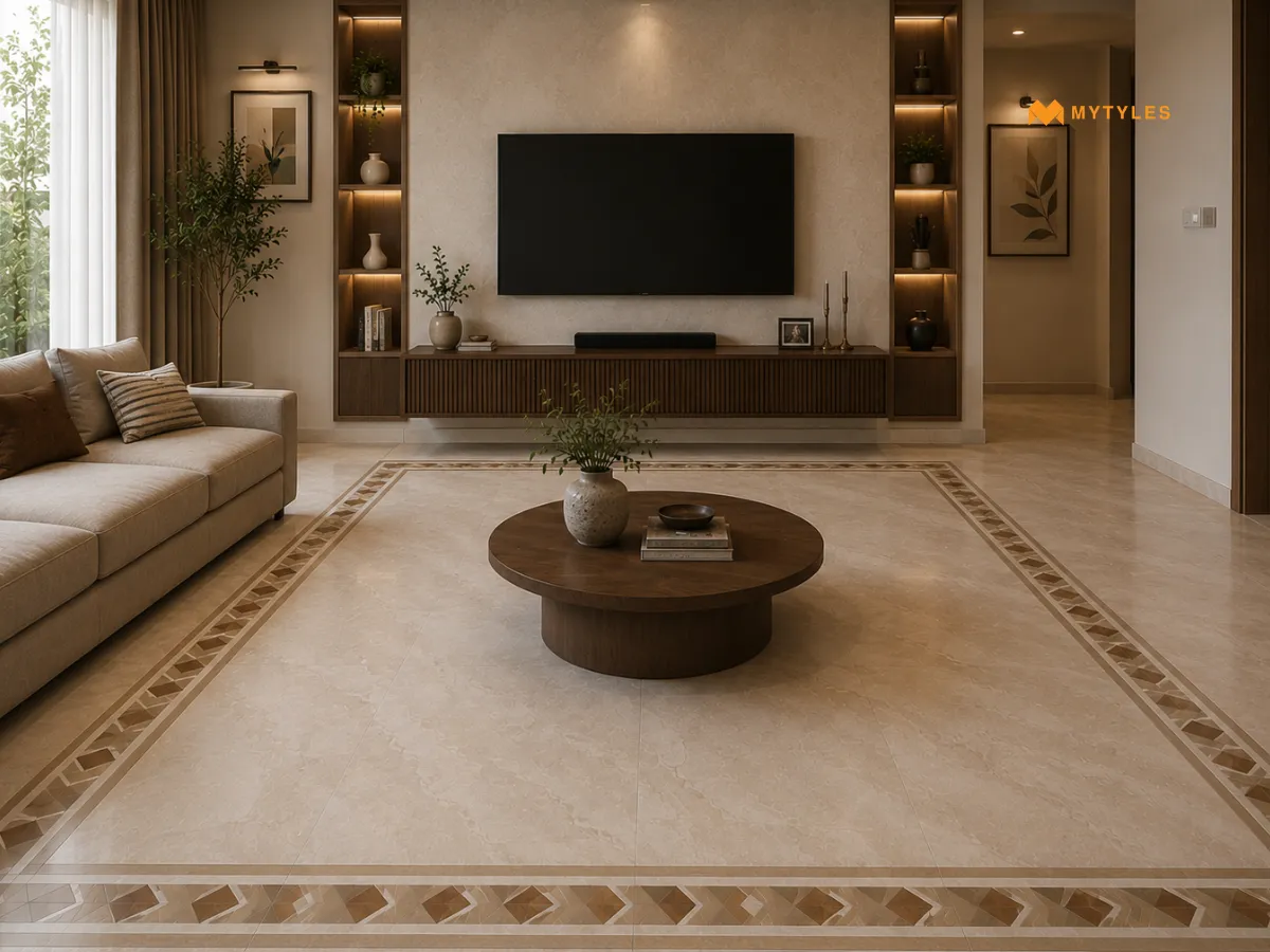 Large-Format Matt Tiles Finished with a Glossy Border
